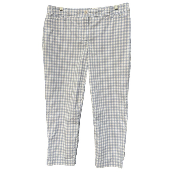 Talbots Perfect Crop Pants Women’s 10P Blue Gingham Check - Picture 1 of 8